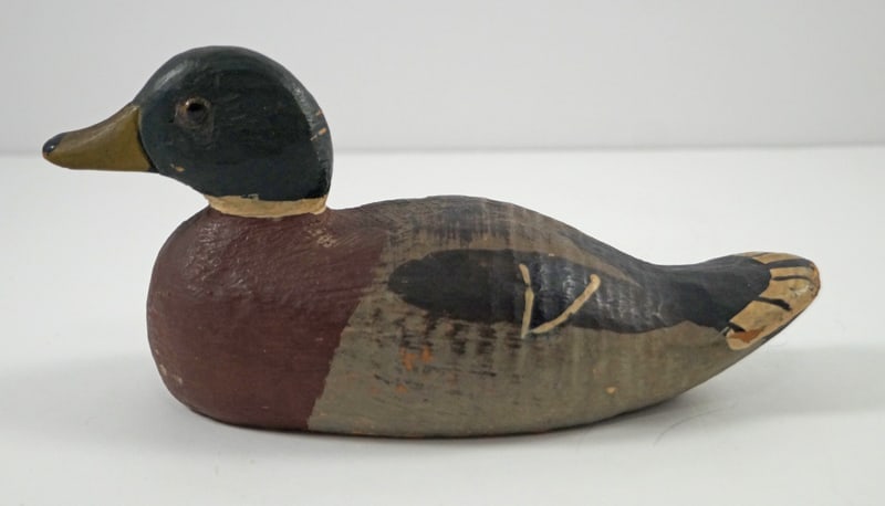Miniature Mallard Drake Carved Duck Decoy (1 of 7)