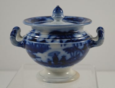Antique Child's Flow Blue Hollowware Sugar Honc