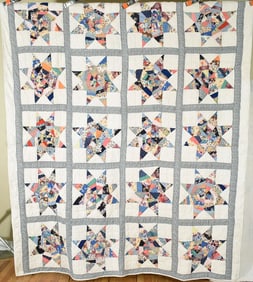 30's Strip Stars Quilt, Feedsack Fabrics
