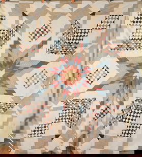 1870's Lone Star Quilt Top: Title: 1870's Lone Star Quilt Top Date: 1870's Origin: Kentucky Material: Cotton Dimension [INCHES]: 84" X 98" Provenance: Cotton 1860's / 1870's lone star quilt top, all hand pieced, with unusual bac