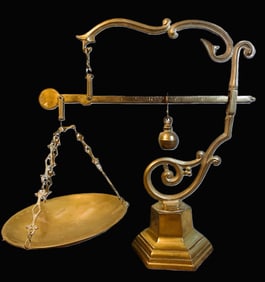Vintage Italian Brass Tuscan Balance Scale & Weight