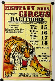 VTG BENTLEY BROS CARNIVAL CIRCUS POSTER Baltimore Orioles Park Camden Yards