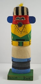 Totem Pole Doll Wooden Antique Still Bank #2