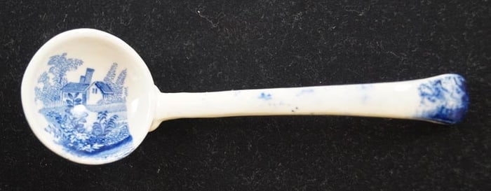 Child’s Blue China Toy Ladle Dickens #22