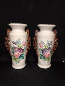 Pr 13” Paris Porcelain Vases