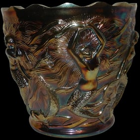 Fenton Verlys Mold Amethyst Carnival Glass Mystical Mermaid Planter #8254