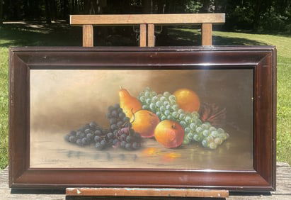Antique WILLIAM HENRY CHANDLER (1854 -- February 26, 1928) FRUITS PASTEL, Framed
