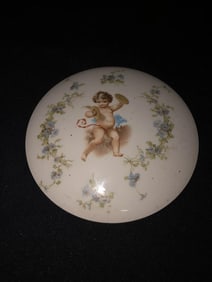 5 1/8” German Porcelain Cherub Plaque