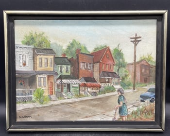 Original, Signed S Cohn Street Scene Oil Painting