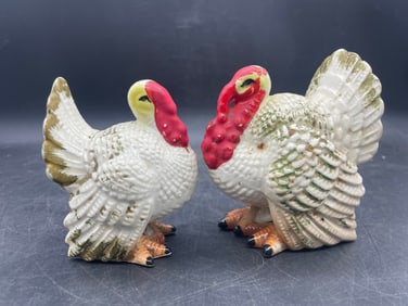 Vintage Ceramic Turkey Salt and Pepper Shaker Set Thanksgiving Decor