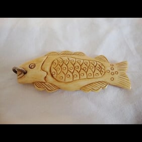 Antique Hand carved Fish bone Pendant