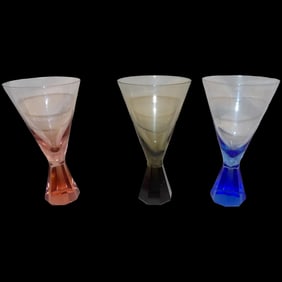 Vintage Octagon Base Wine Glasses