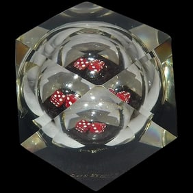 Acrylic Lucite Las Vegas Retro Prism Floating Dice Paperweights