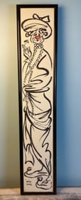 VINTAGE 20TH C MODERN FASHION COLORED PAINTING CARICATURE SKETCH BY BILY SNEL