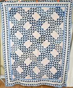 30's Blue & White Ocean Waves Quilt Top