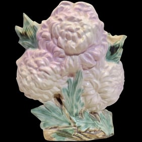 Vintage 1950 McCoy Pottery Chrysanthemum Pink Figural Flower Vase Planter