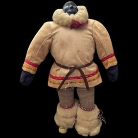 Vintage Eskimo Soapstone Doll CANADA 13"