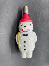 VINTAGE Glass Figural Light Bulb Christmas Snowman
