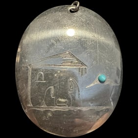Native American Navajo artis Fred Ortiz 93 , Navajo artist Estate Jewelry pendant