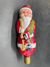 VINTAGE Glass Large Figural Light Bulb Christmas Santa Claus 4"