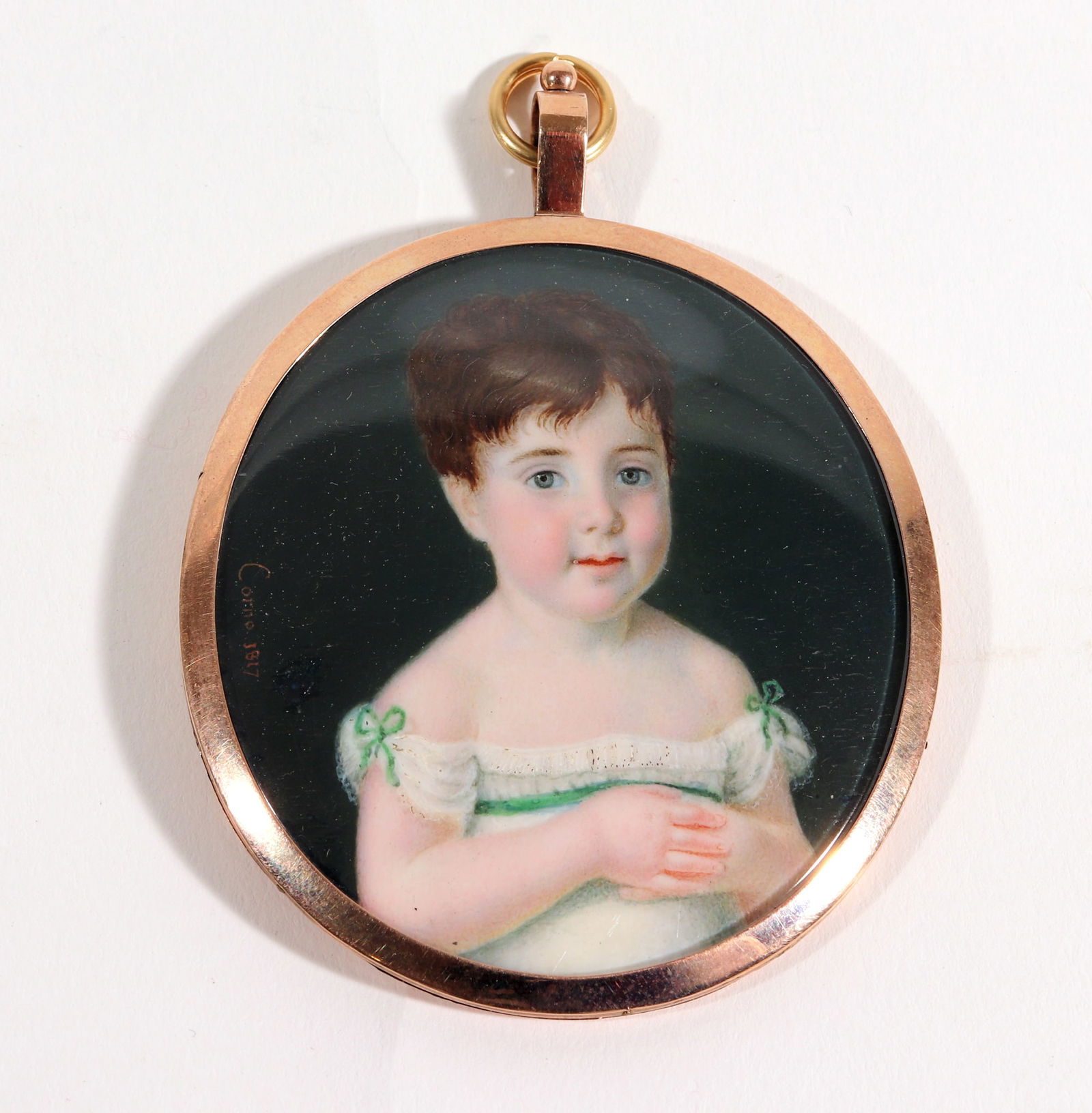 Portrait Miniature of a Young Girl, Signed Corno 1817 (1 of 5)