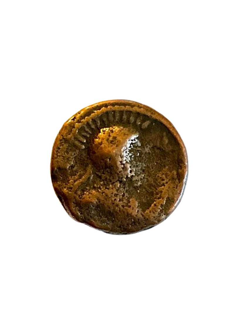 Ancient Kushan Empire, Vima Takto, c.80–100 C.E. Copper Tetra Drachma, King / King on: Title: Ancient Kushan Empire, Vima Takto, c.80–100 C.E. Copper Tetra Drachma, King / King on Horseback Date/Period: c.80–100 C.E. Materials: Copper Size: 20mm Description: Issued during th