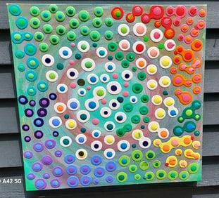 Colorful DOTS oil painting 1990 Great Look