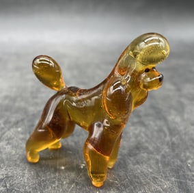 Art Glass Amber Poodle Figurine