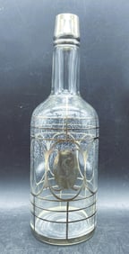 Sterling SILVER OVERLAY BACK BAR WHISKEY BOTTLE Monogramed