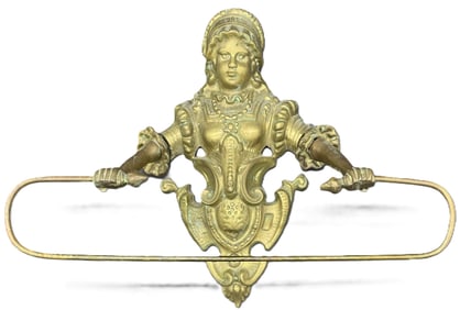 Brass Figural Provincial woman Wall hanging towel holder