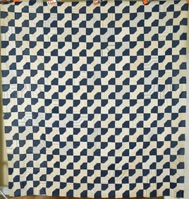 1880's Indigo & White Bowties Quilt Top