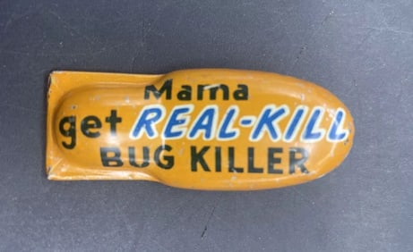 VINTAGE TIN LITHO CLICKER CLACKER NOISEMAKER ~MAMA GET REAL-KILL~ Bug Killer