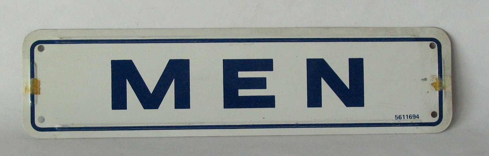 Vintage tin “MEN” sign.: Title: Vintage tin “MEN” sign. Date/Period: 1950's Dimension: 10” x 2 1/2” Additional Information: Nice vintage tin sign “MEN” in original paint, patina & condition