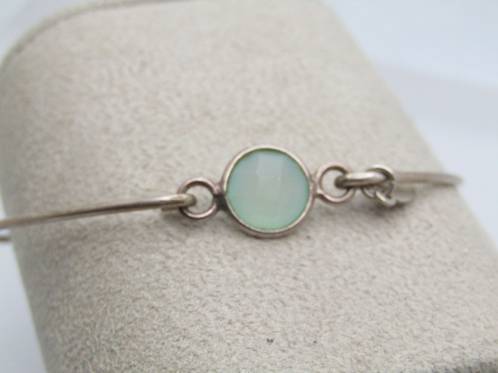 Vintage Sterling Top Lock Bangle, Chrysoprase, 6.75, 1980's-1990's (1 of 6)