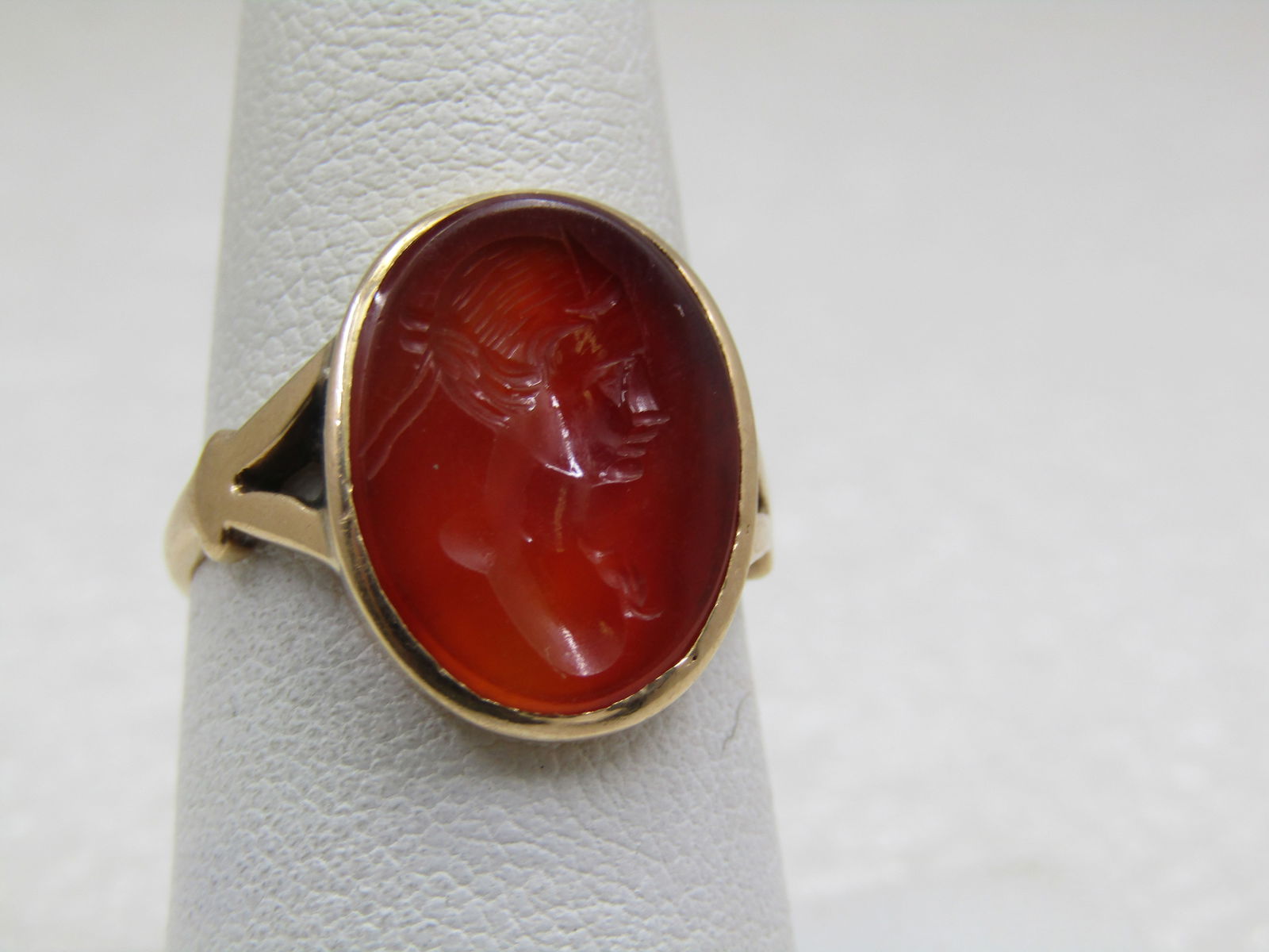 Vintage 14kt Carnelian Intaglio Ring, Sz. 7.75. 1920's-1930's (1 of 8)