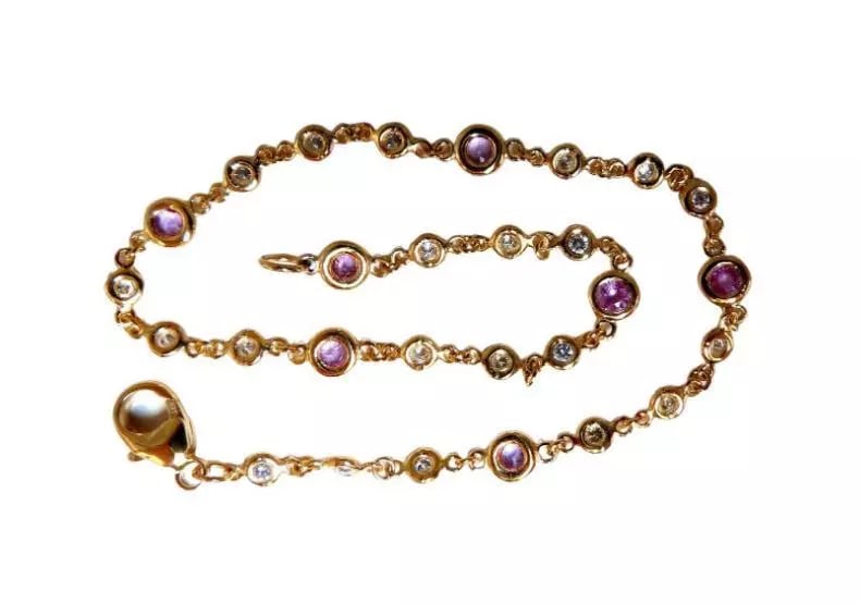 1.53ct Natural Pink Sapphire Diamond Yard Bracelet 14kt G/VS 12358 (1 of 10)