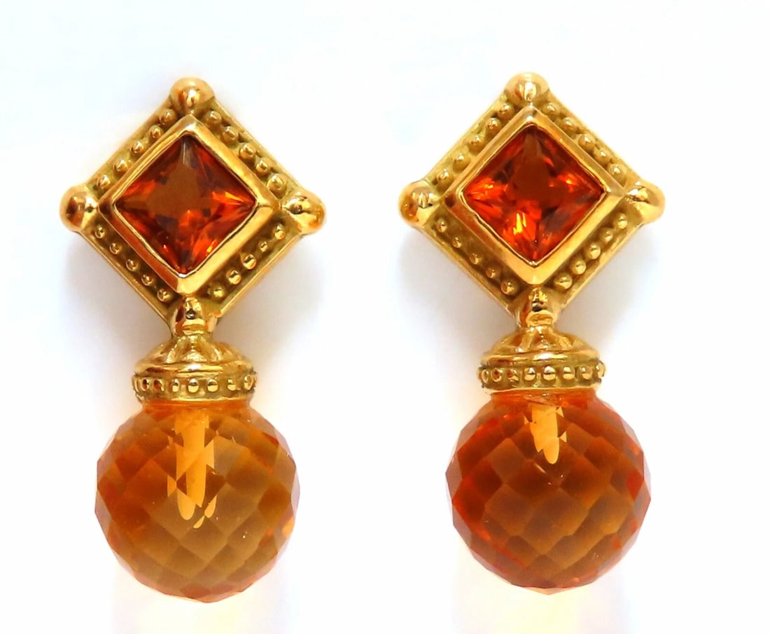 36ct Natural Briolette Citrine 18kt gold earrings (1 of 5)