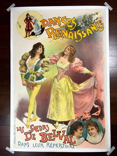 Danses Renaissance - Art By Pal (1894) 31.5x46.5 French Theater Poster LB: Danses Renaissance - Art By Pal (1894) 31.5x46.5 French Theater Poster LB, Please refer to the attached photos to determine the condition of this original vintage item. Note: LB means Linen Backed. Re