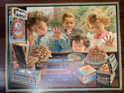 Lefevre-Utile - Art by Vincent Bocchino (1911) 20x26 French Advertising Poster on Board: Lefevre-Utile - Art by Vincent Bocchino (1911) 20x26 French Advertising Poster on Board, Please refer to the attached photos to determine the condition of this original vintage item. Note: LB means Li