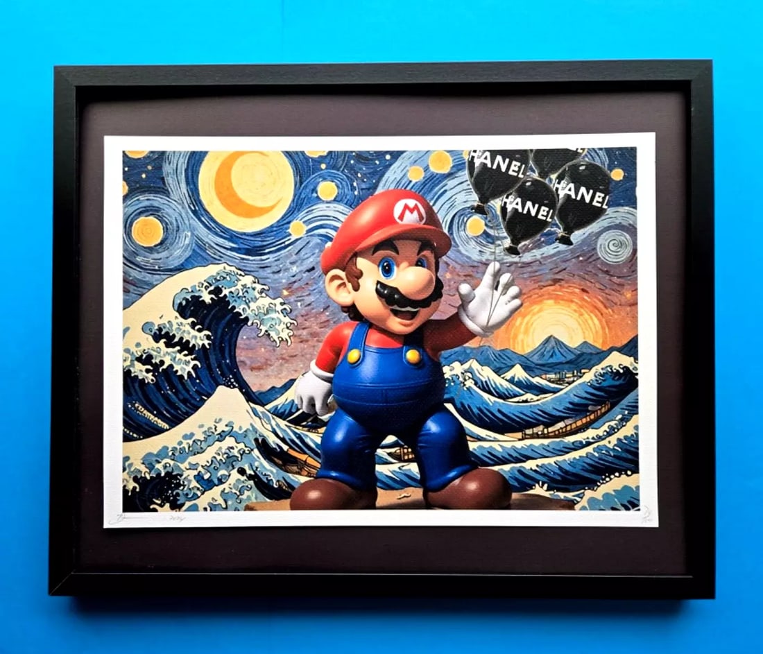 Death NYC Hand Signed Large Framed Print 16x20in SUPER MARIO BROS. COA #9 (1 of 3)