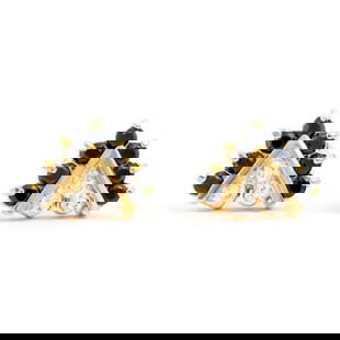 0.70 TW CTS BLACK SAPPHIRE & DIAMONDS 18K GOLD PLATED DESIGNER EAR-RINGS: BLACK SAPPHIRE ROUND 2 MM 14 PCS 0.65 CTS & DIAMONDS 1.1MM 6 PCS .05 CTS Reserve: $41.35 Shipping: Domestic: Flat-rate of $17.65 to anywhere within the contiguous U.S. International: Foreign shipping