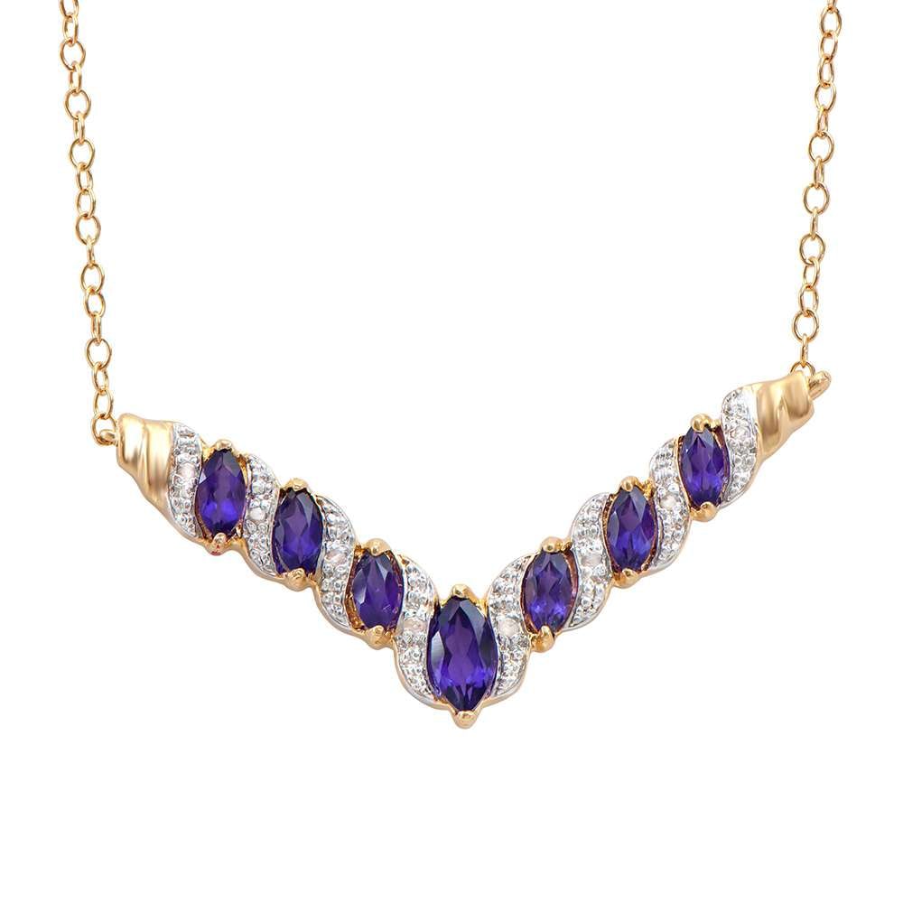 1.76 TW CTS AMETHYST & DIAMONDS 18K GOLD PLATED DESIGNER NECKLACES 19 INCHES: AMETHYST MARQUISE 8X4 1 PCS 0.50 CTS & AMETHYST MARQUISE 6X3 6 PCS 1.20 CTS & DIAMONDS 1.1 MM 8 PCS CTS .06 Reserve: $45.00 Shipping: Domestic: Flat-rate of $17.65 to anywhere within the contiguous U.