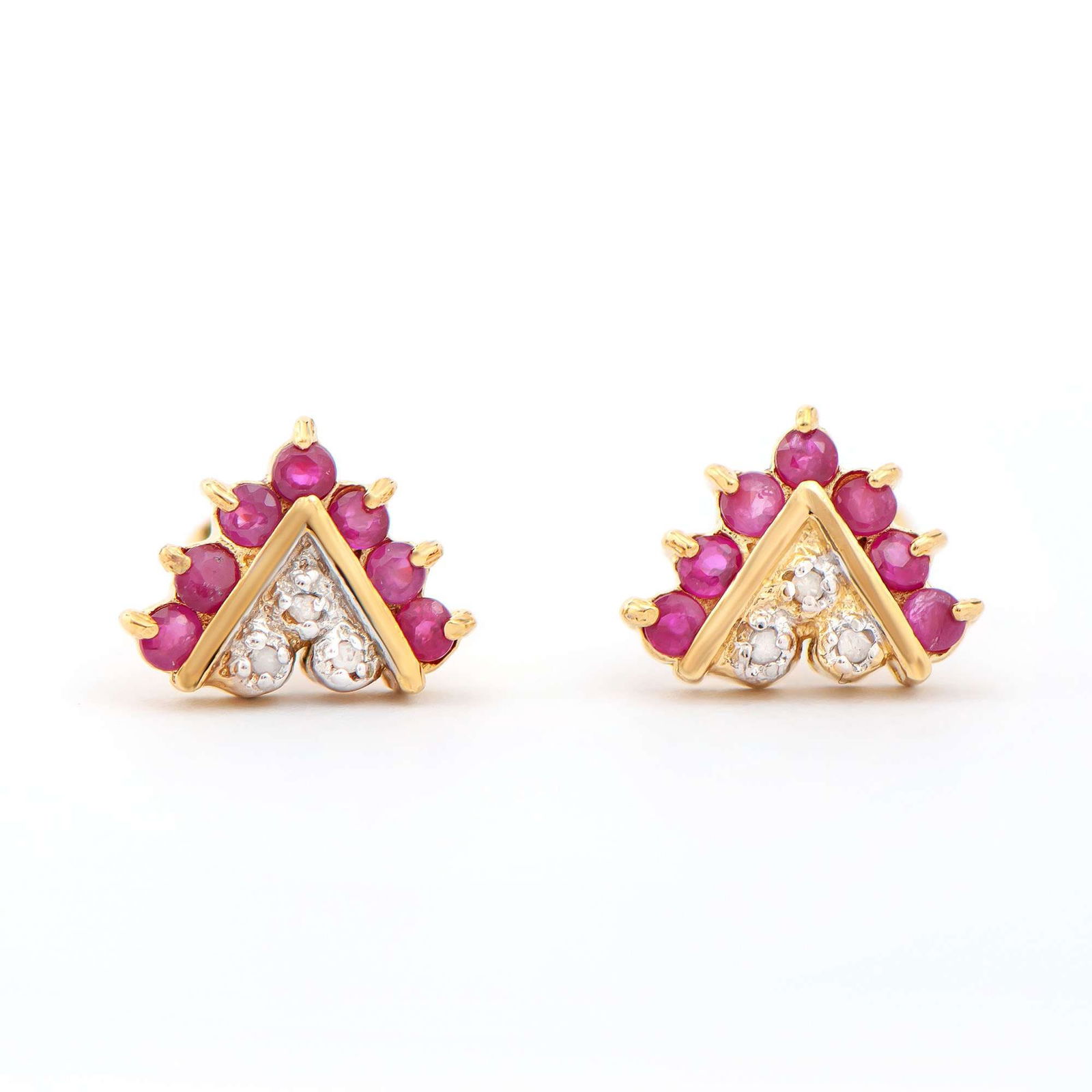 0.75 ctw Ruby & Diamonds 18K Gold Plated Designer Earrings (1 of 2)