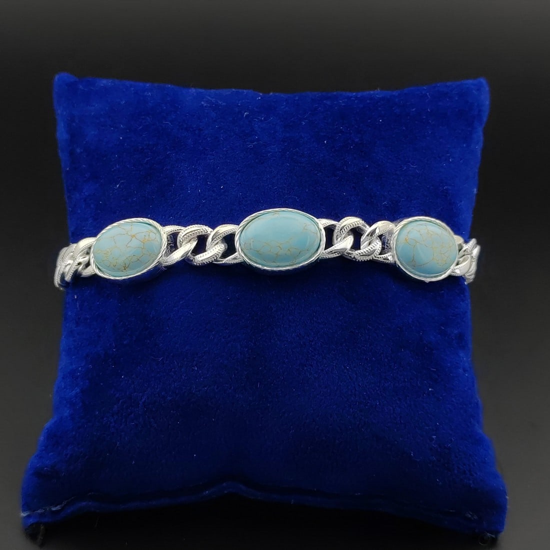 925 Sterling Silver Men's Bracelet with Turquoise (1 of 8)