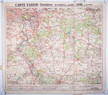 Environs de Paris roadmap Taride South west (surrending ) 31 miles: Taride South west road map of Paris and its surrounding within 31 miles ( 50 kilometres ) at 1/80 000 scale from the early 20th . Those maps were to be used by the generale population to circulate
