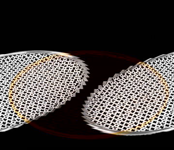 Mategot mid century round Tray rigitulle with brass trim: FRENCH MODERNIST serving tray MATEGOT Mid century French modernist serving tray made in the 1950's by Mathieu Mategot , it is made with his trademark bent metal rigitulle adding a whimsical effect