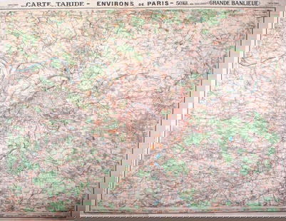 Environs de Paris detailed roadmap Taride (surrending ) 31 miles: Taride road map of Paris and its surrounding within 31 miles ( 50 kilometres ) at 1/100 000 scale from the early 20th . Those maps were to be used by the generale population to circulate with bikes ,