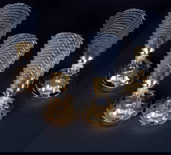 4 Sconces maison Lunel French mid century Arlus: Raymond Lunel started Edition lunel in 1950 , the use of brass mixed with classical form is congruent with his production .Working in close collaboration with the like of Guariche and Mathieu his