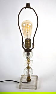 FRENCH ART DECO modernist Glass DESK LAMP ADNET 2 round glass ball: Made in France in the late 1950's this desk lamp is most likely a design from Adnet , regional company used to order part and design to reassembled them for their own label ,original brass and metal .