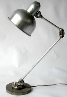 ART DECO INDUSTRIAL DESK LAMP CHRISTIAN DELL KAISER IDELL BAHAUS: Made in the 1940's this was originally designed in Germany as an workshop task lamp. Christian Dell was a designer for Rondella and Blunt in the 1920's and went in the 1930's to work with Kaiser and I